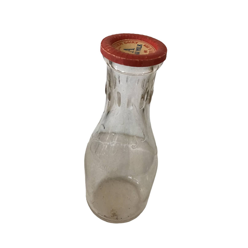 Vintage "The Jersey Dairy"  Milk Bottle With Lid Says Fairfax and Embassy